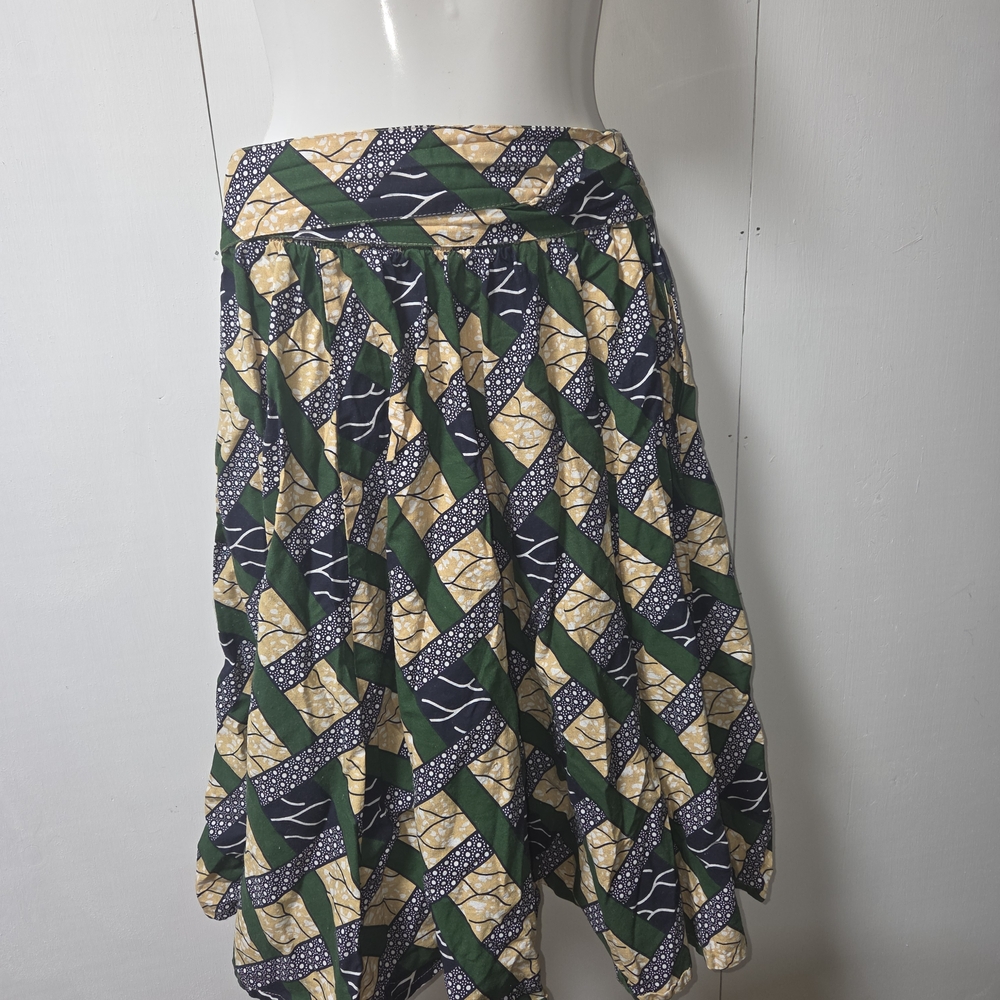 African Print Green and Yellow Women's Skirt